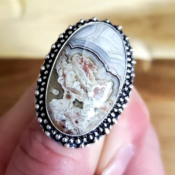 New Crazy Lace Agate 925 Silver Ring. - Picture 5 of 8